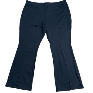 AVA & VIV PULL ON PANTS FRONT SEAM SPLIT HEM HIGH RISE STRETCH SIZE 2X BLACK